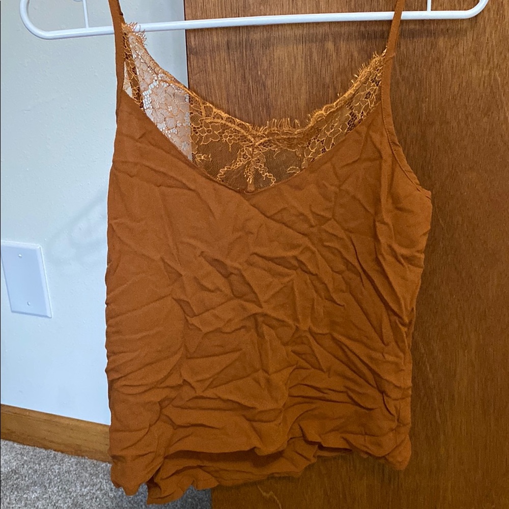 Women's Lace Trim Cami Top - Brown